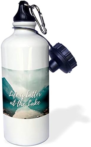 3Drose Slika jezera s tekstom života bolja je na jezeru - boce s vodom