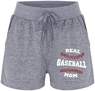 Atletske kratke hlače za žene bejzbol tisak elastične elastične ljetne ležerne lagane kratke hlače s džepom