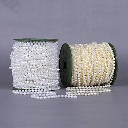 Krizmile 6 mm biserne perle vijenac DIY vjenčanje cvjetovi ukras bijela/bež 25m/roll cvijet za vjenčanje božićni festa, zalihe događaja