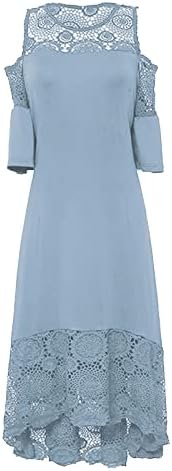 Plus size haljina za žene ležerna čipkasta haljina s ramena s okruglim vratom jednobojne elegantne haljine kratkih rukava
