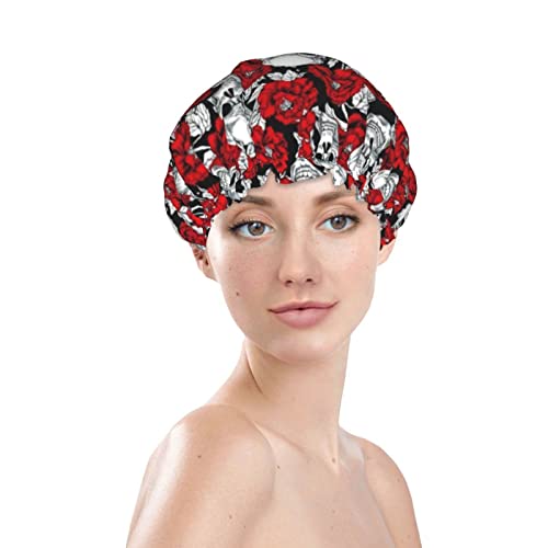 Cvjetna kapica za tuširanje sa šećerom, dvostruki slojevi za kupanje za žene vodootporne kapute za tuširanje elastične kapu za kosu