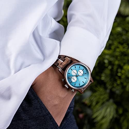 Muški kvarcni analogni sat s kronografom, drveni sat od nehrđajućeg čelika, svakodnevna moda sa svjetlećim kazaljkama