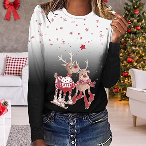 Anniya jesenske košulje za žene 2022 SCOOP vrat Sretan božićne košulje casual plus ženska jesenska odjeća