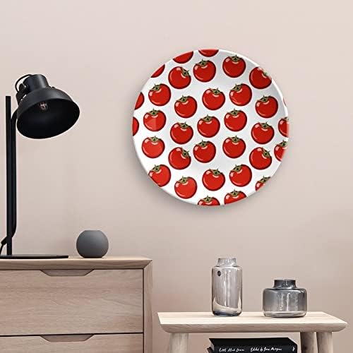 Crvena zrela rajčica Personalizirana kost Kina Prilagođena keramičkim ukrasnim pločama kući okrugla ploča s postoljem zaslona 10 inča