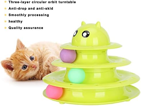 Zyhhdp Cat Toy Roller CAT CAT 3 razina Tower s 3 kotrljajuće kuglice anti -klizanje interaktivnih pjesama za kućne ljubimce igračke