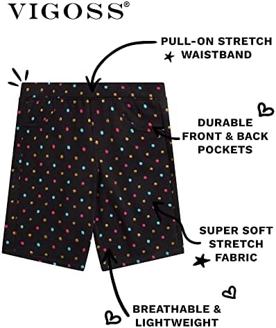 Aktivne kratke hlače Vigoss Girls - 4 pakiranje biciklističkih kratkih hlača za djevojčice - Djeca lagana rastezanja pamuka Bermuda