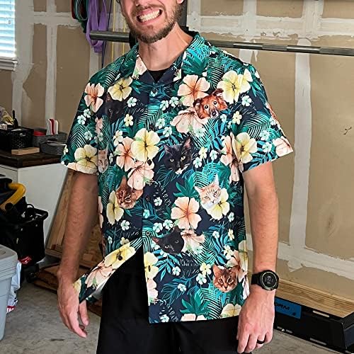 Prilagođena havajska košulja s licem personaliziranim cvijećem ležerne gumbe dolje za muškarce prilagođene smiješne košulje ananasa