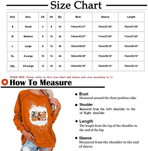 TUNUSKAT WOOMENS Fall Orange Crewneck Twichirt 2022 Kawaii Gnome grafički pulover casual labava košulja s dugim rukavima Slatki vrhovi