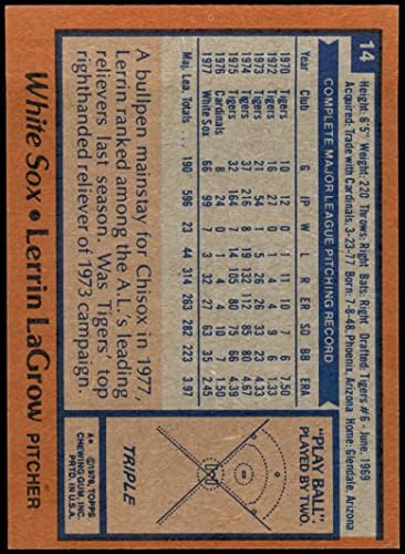 1978. Topps 14 Lerrin Lagrow Chicago White Sox NM/Mt White Sox
