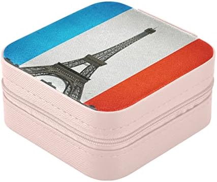 ALAZA Eiffelov toranj na francuskoj zastavi mala kutija za nakit za žene djevojke muškarci putna torbica za nakit organizator PU kože