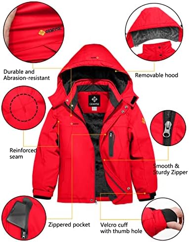 Gemyse Boy's vodootporna skijaška jakna s snježnom jaknom s kapuljačama s zimskom jaknom otpornom na vjetar