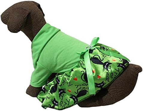 Petitebella štenaca odjeća za pse haljina obična zelena pamučna majica srca mačke točke tutu