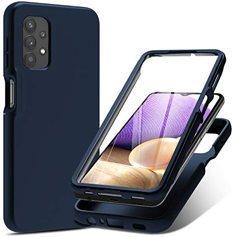 Pulen za Samsung Galaxy A32 futrola s ugrađenim zaštitnikom zaslona, ​​robusni PC prednji poklopac + mekani tekući silikonski stražnji