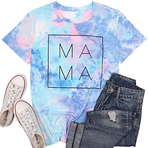 Majica mama za žene smiješne majice Mama s printom slova kratki rukav labavi krojevi grafičke majice za trudnice