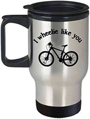 Putnička šalica s brdskih bicikala I Wheelie poput tebe smiješni biciklizam od nehrđajućeg čelika 14 oz za kavu ili čaj