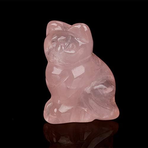 GLOGLOW ROSE QUARTZ CAT, kristalno džepni mače isklesani figurice u obliku mačića prirodne kristalne fengshui kolekcionarske figurice