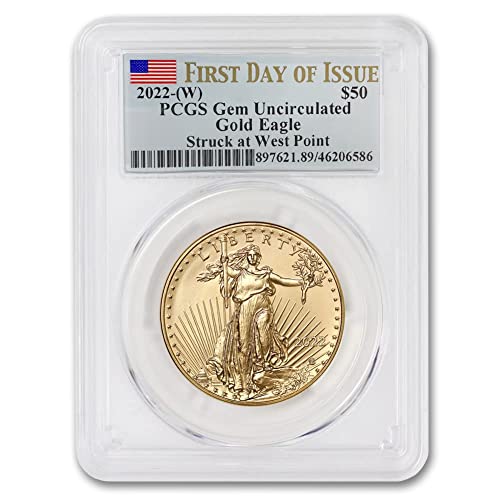 2022 W 1 oz Gold American Eagle Coin Gem necirkulirano 22K $ 50 PCGS GEMUNC