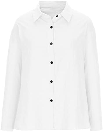 Posteljine majice za žene ležerno gumb dolje majice dugi rukavi majice labave obične majice Drvane protočne bluze