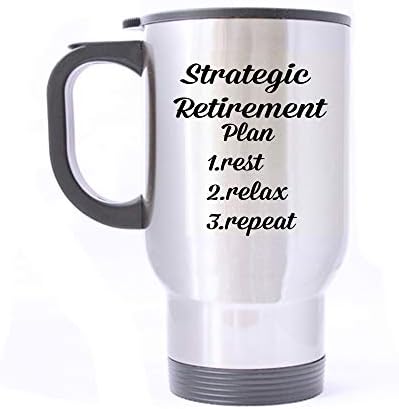 Artsbaba Travel šalica Strateški plan umirovljenja šalica od nehrđajućeg čelika s ručicom kava/čaj/voda šalica, srebrni obiteljski