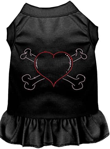 Mirage proizvodi za kućne ljubimce rhinestone haljine od srca i križanja, xx-velike, crne sa jarko ružičastom