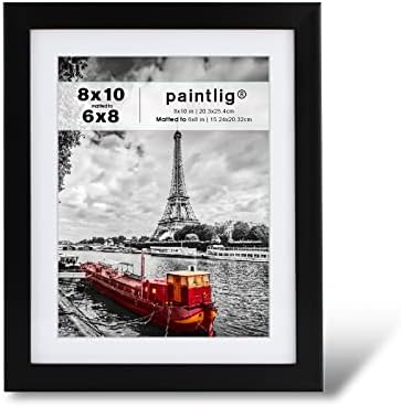 PaintLig 8x10 okvir za slike - drveni okviri za fotografije, crne okvire setovi okvira slike za zidni kolaž, viseći okviri za slike
