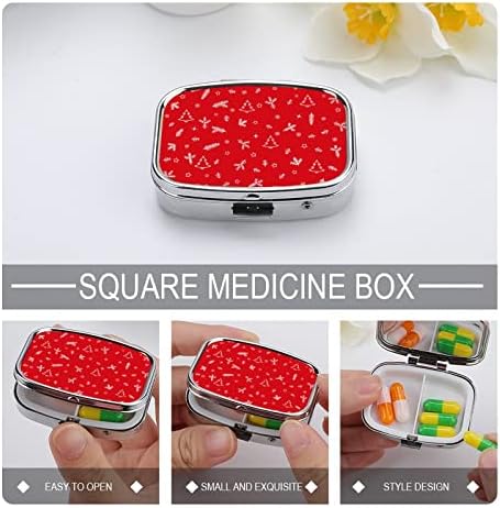 Kutija s tabletama crveni božićni uzorak kvadratni lijek za tablete prijenosne tablete prijenosne tablete za tablete za tablete s vitaminom