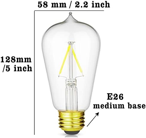 LED žarulja s mogućnošću zatamnjivanja, Vintage Edison 919 žarulja od 2 vata, jednaka 25 vata, s vrhom u obliku suze, srednja baza