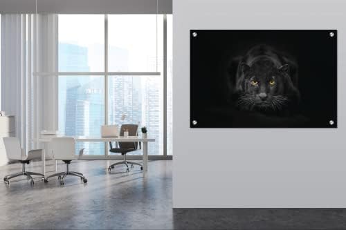 Akrilni stakleni okvir Moderni zidni umjetnički panter - Životinje u divljim crno -bijelim serijama - Dizajn interijera NFT - Akrilna