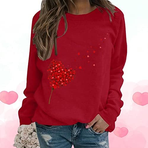 Ženske dukserice srce grafički pulover pulovera cvjetni print vrhovi žene slatke majice dugih rukava