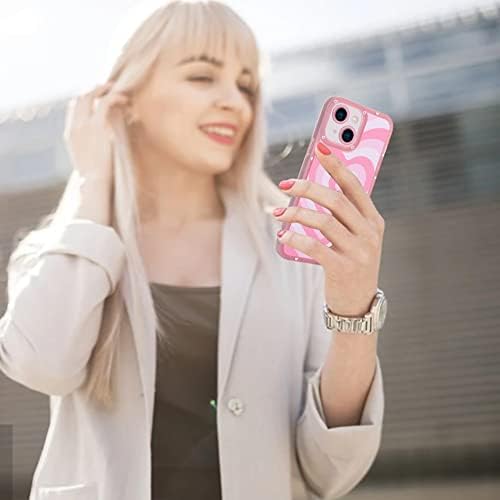 Ook Soft Case za iPhone 13 All okrugli šok Zaštita apsorpcije fleksibilnog TPU poklopca s ružičastim dizajnom srca protiv ogrebotina