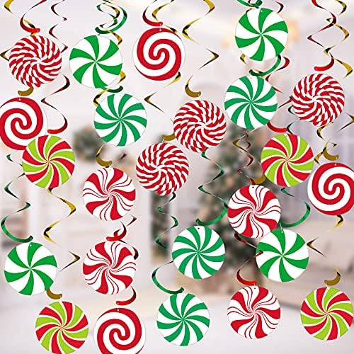 24 kompleti za božićno viseće vrtložne dekoracije kitovi medenjački viseći vrtlog vijenca božićni strop ukras vrtložnog vrtlog s bombonima