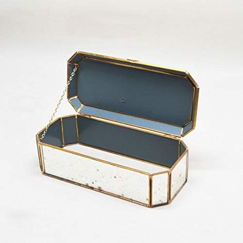 QTT kutije za nakit pravokutni stakleni nakit škrinja Europski stil retro platina kozmetička kutija za odlaganje nakita za žene