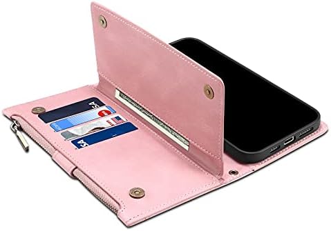 Torbica za novčanik s preklopnim poklopcem za mobilni telefon kompatibilna s torbicom s patentnim zatvaračem s utorom za karticu s