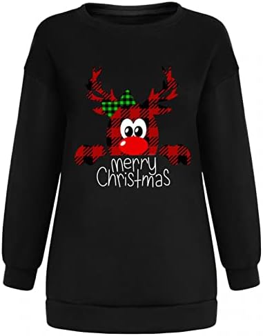 Aihou košulje s dugim rukavima za žene, ženske božićne slatke tiskane džempere casual pullover vrhovi labave majice