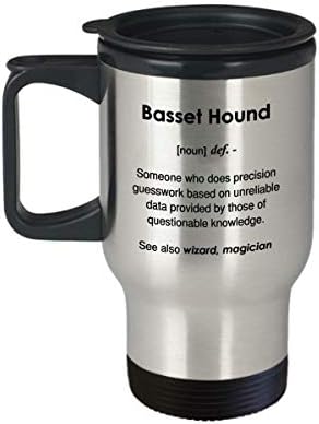 Smiješna Basset Hound Definicija šalica za kavu - Putnička šalica od 14oz