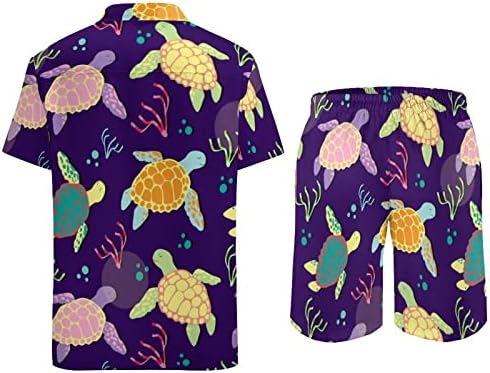 Morske kornjače muške havajske košulje s kratkim rukavima i hlača Summer Beach Outfits labave staze