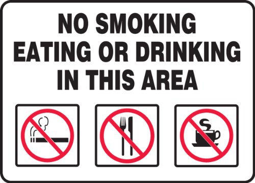 Accuform MSMK409Va Aluminijski sigurnosni znak, legenda Ne pušenje jedenje ili pijenje u ovom području s grafikom, 7 duljina x 10 širina,