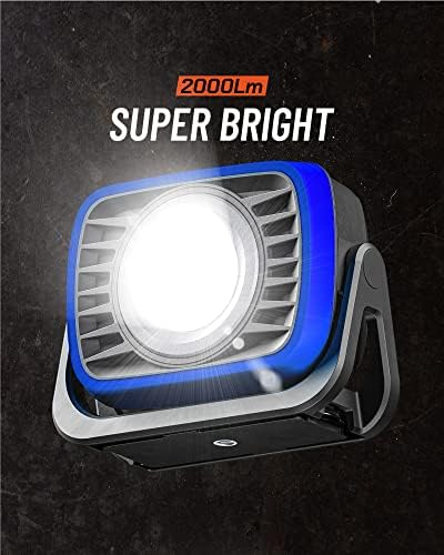ZCHBAO Magnetsko radno svjetlo punjenje, 2000 LUMENS LED radno svjetlo punjenje s 8000mAh Power Bank, IP54 prijenosna poplavna svjetlost.
