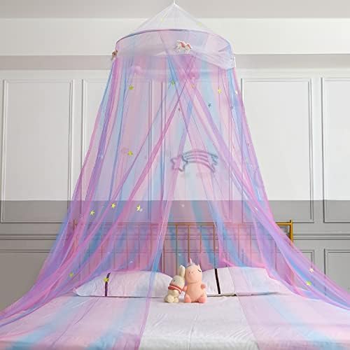 Fiobee krevet nadstrešnica za djevojke nadstrešnice zavjese za krevete komarci mreža princeza dekor sa zvijezdama za dječji krevetić