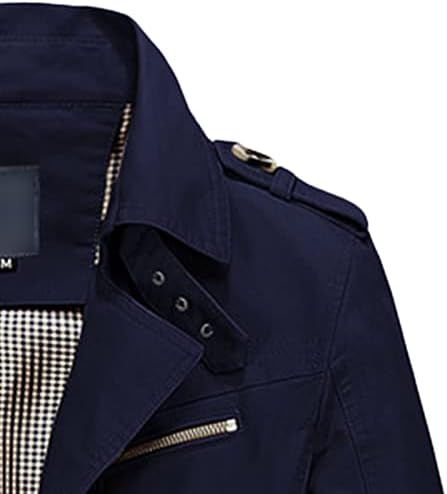 DGKAXIYAHM MEN'S CASPLATNI Jednostavna jakna srednje duljine vjetrovita jakna s jednim grudima isprana kaputa Poslovna boja Okolašana
