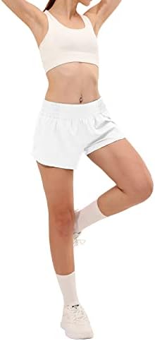 Aurefin Atletske kratke hlače s visokim strukom za žene, ženske plus veličine trčanja kratkih kratkih hlača s oblogom i džepom s patentnim