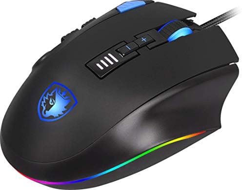 Sades Axing Gaming Mouse: 12 programibilnih gumba, RGB pozadinski osvjetljenje, 6 DPI podesive razine, udoban prianjanje ergonomskog