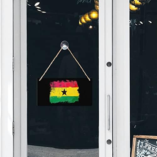 Grunge Flag Ghana Wood Sign Personalizirana drvena ploča zidna umjetnost s konopcima za dekor kućnog ureda 25 * 12,5 cm