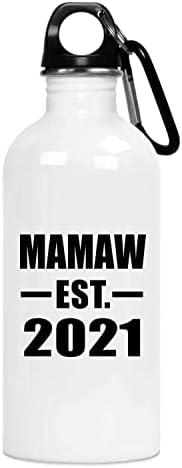 DesignSify Mamaw Osnovan EST. 2021., 20oz boca s bocom od nehrđajućeg čelika izolirana, pokloni za rođendansku obljetnicu Božićni božićni