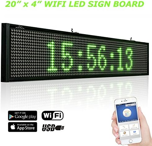 Leadleds 20 inča zeleni LED zaslon, WiFi i USB programabilni LED znak za trgovinu, ured, posao