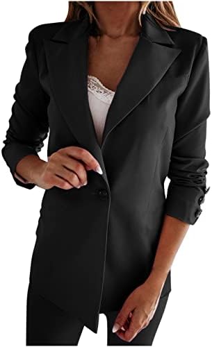 Blazer jakne za žene casual otvoreni prednji rever s dugim rukavima jakne od solidne boje gumb za rad uredski kaput vanjska odjeća