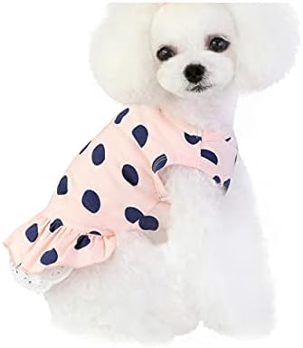 Haljina za kućne ljubimce psa mačja haljina točkica tiskana ruffle rub s čipkastim haljinom bez rukava bez rukava mačka suknja psa