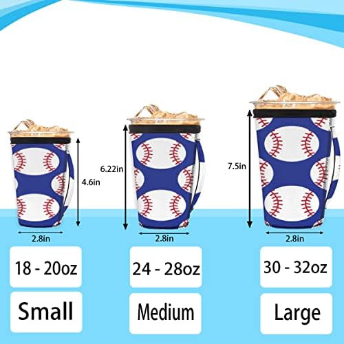 Bešavni baseball uzorak ledena rukava za višekratnu upotrebu s ručicom Neopren šalica čahura za sodu, latte, čaj, pića, pivo