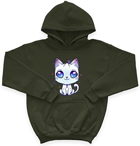 Kawaii Cat Kids 'Spužva Fleece Hoodie - Art Kids' Hoodie - Prekrasna kapuljača za djecu