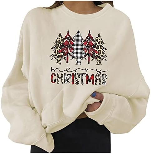 Nokmopo ženski pulover džemperi Ženski modni modni božićni tiskani dugi rukav O-Neck Pulover Top